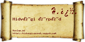 Hidvégi Árpád névjegykártya
