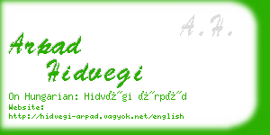 arpad hidvegi business card